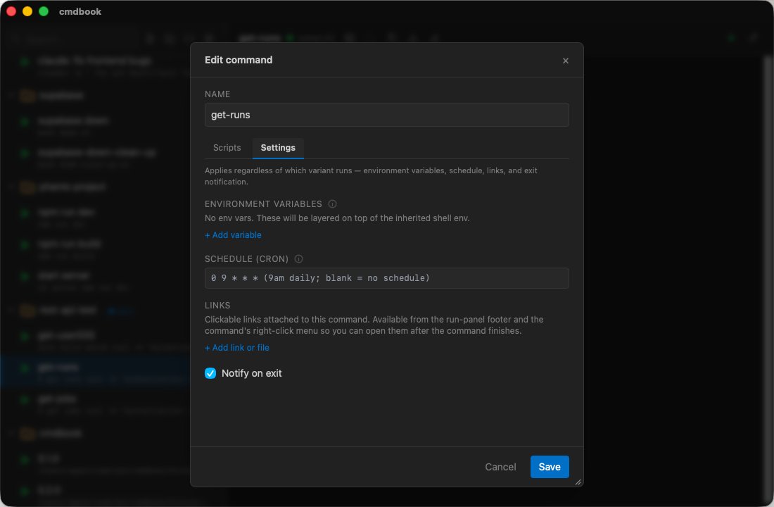 Cron schedule settings